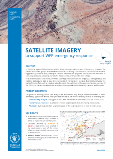 Imagerie satellitaire pour appuyer la réponse d'urgence au Mali