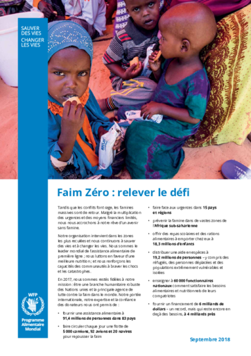 2018 - Faim Zéro : Relever le défi