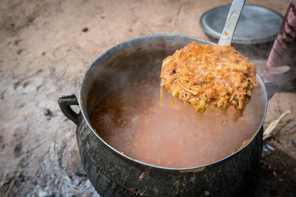 Meal made with homegrown ingredients at Rafa school Niger