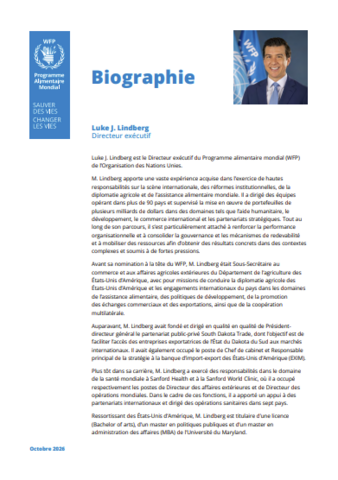 Portrait du Directeur exécutif du PAM, Luke J. Lindberg.