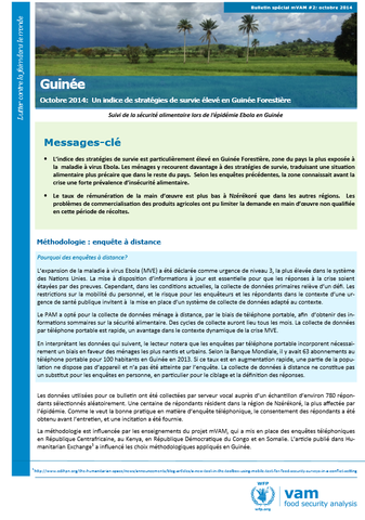 Guinée: Suivi de la sécurité alimentaire lors de l'épidémie Ebola