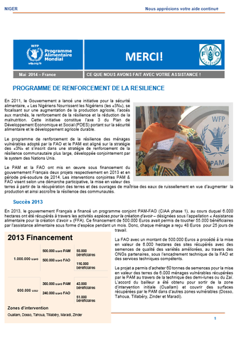 Niger: Programme de renforcement de la résilience