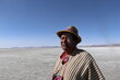 Germán Choque in the bed of Lake Poopó. Water used to arrive here a few years ago. Photo: WFP/Elio Rujano