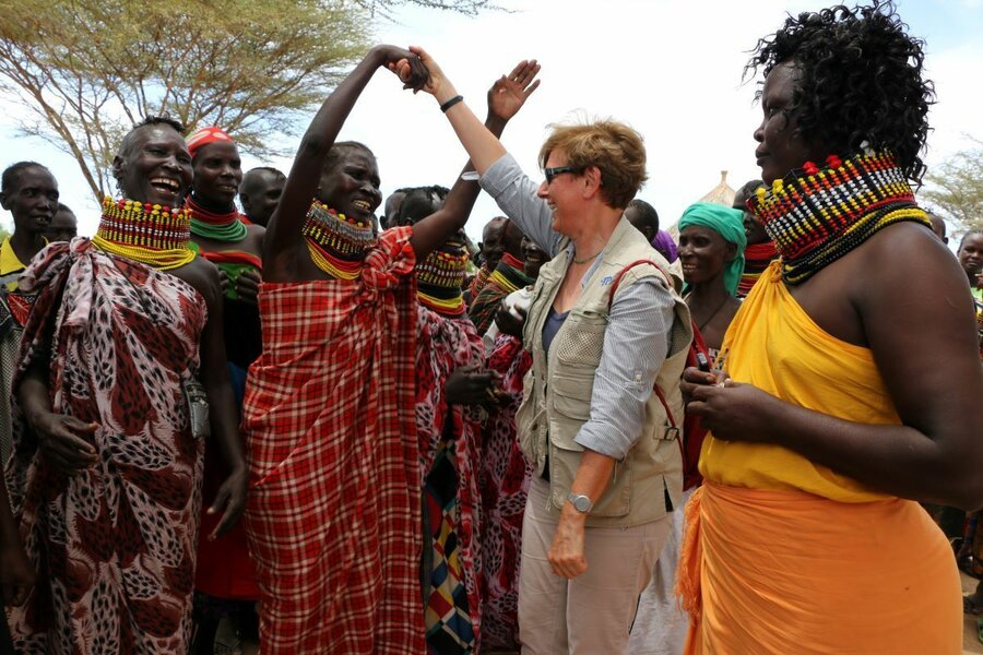 WFP staff member meets community in Kenya