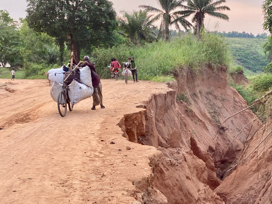 People using a dirt road.