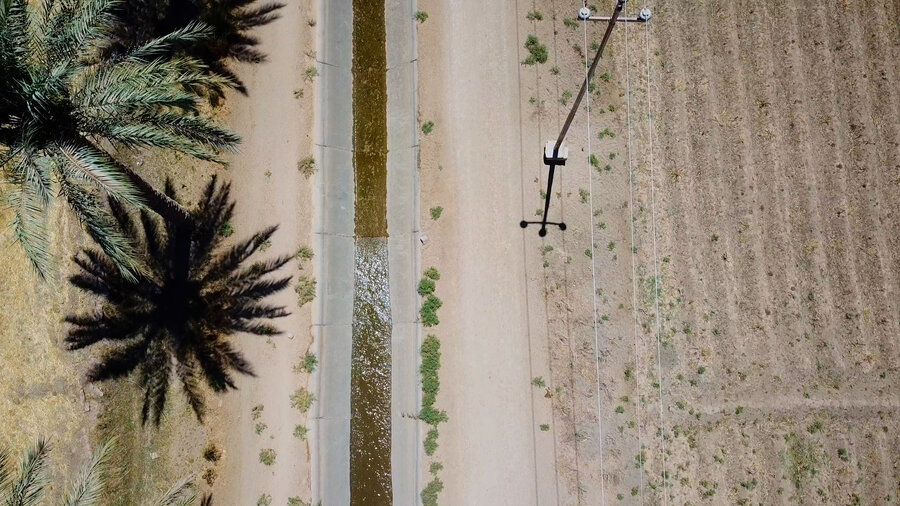 Drone shot from a water canal 
