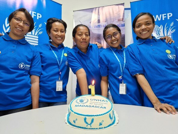 Pour l’équipe la célébration du premier anniversaire d’UNHAS Madagascar, en août 2022, a été un moment fort en émotions. (PAM/Nejmeddine Halfaoui)