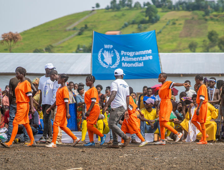 The Bulengo camp for displaced people in North Kivu kicked off 2024 with a football festival for WFP provided logistical support
