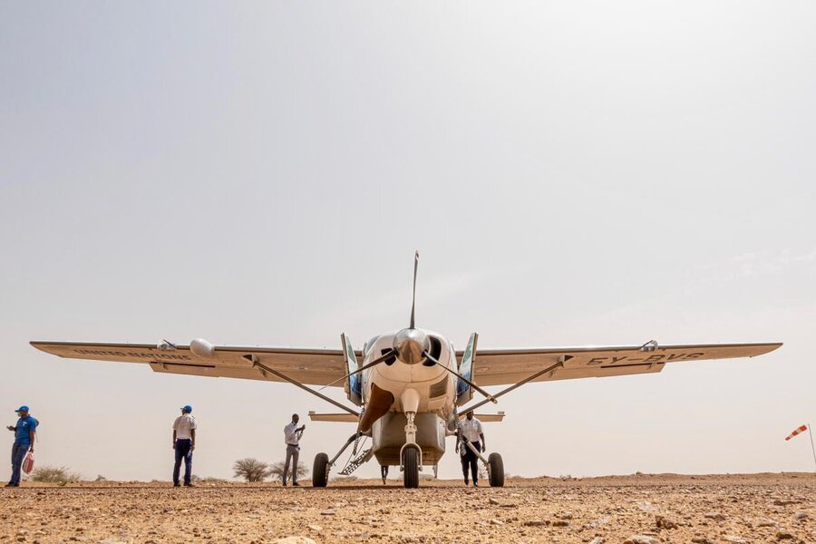 A UNHAS plane ready for boarding at Iriba airport, in Chad. Photo: WFP/Irshad Khan