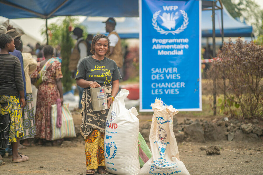 A food distribution for displaced people at a CAMP NORTH OF gOMA