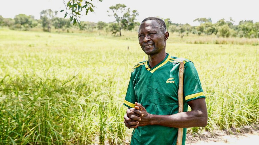 In Paoua, CAR, Simplice Beyo's farming group has sharply increased its harvests, thanks to relative calm and WFP support. Photo: WFP/Richard Mbouet