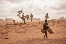 Photo : PAM/Tsiory Andriantsoarana, des personnes cherchant de l'eau dans le sud de Madagascar.